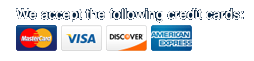 We accept Mastercard, Visa, Discover, and American Express